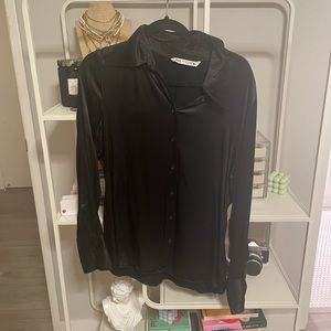 Zara silk black button up
